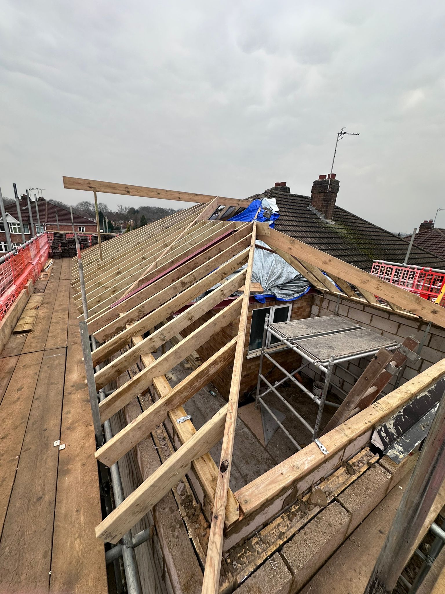 During · Construction of the new cut roof