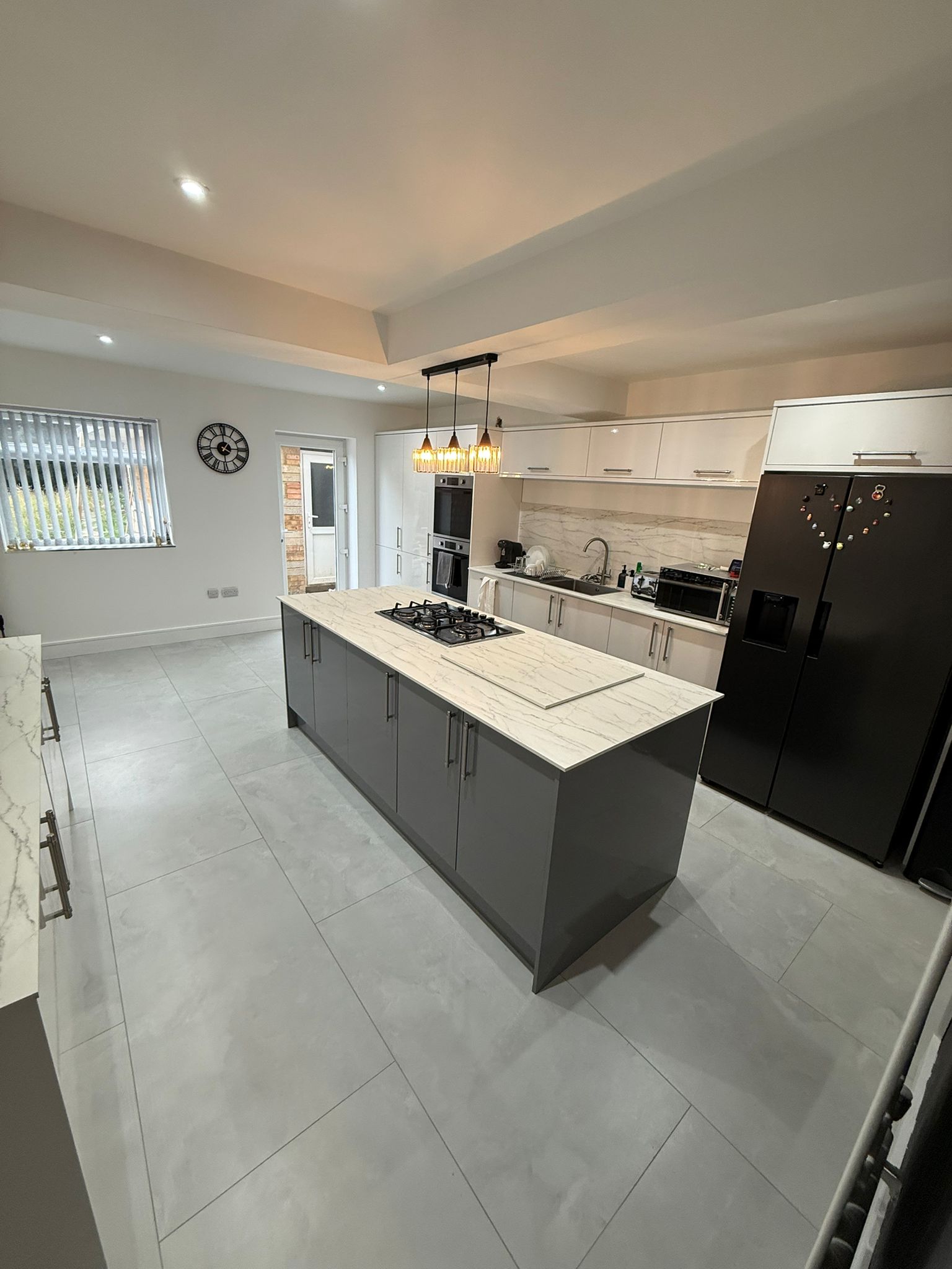 Finished grey kitchen in the Wigston home extension